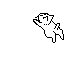 Pixel art of a cat running around.